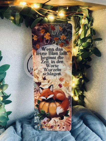 Lesezeichen „Herbst Fuchs“ – laminiert & handgefertigt mit Zitat 🍂
