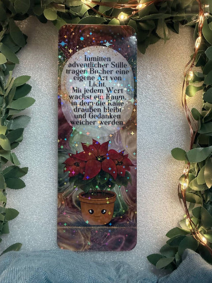 Lesezeichen „Weihnachtsstern“ – laminiert & handgefertigt mit Zitat