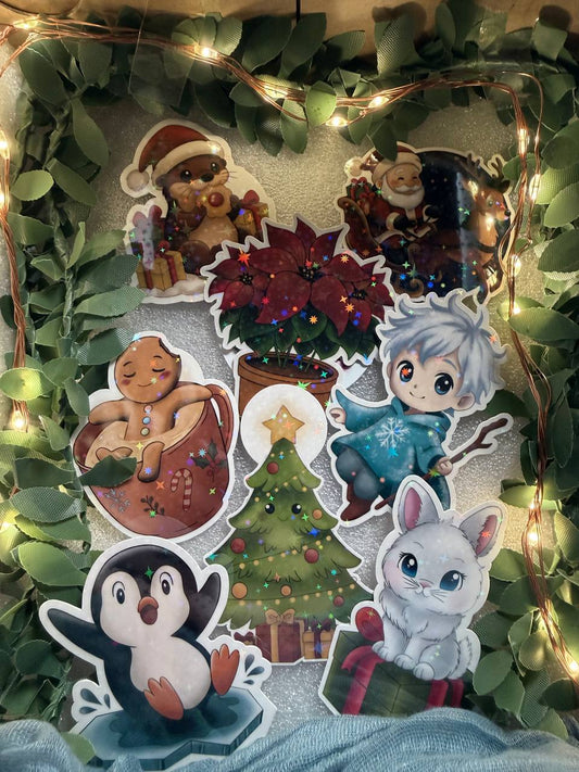 🎄Christmas Sticker (Groß) – handgemachte Weihnachtsmotive · Glitzer & Glossy✨