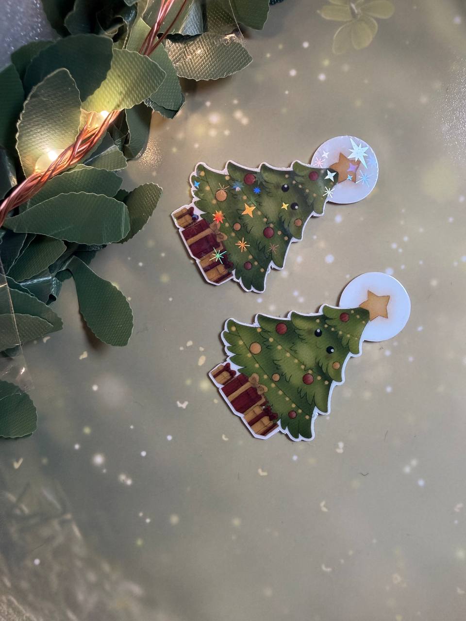 🎄Christmas Sticker (klein) – handgemachte Weihnachtsmotive · Glitzer & Glossy✨