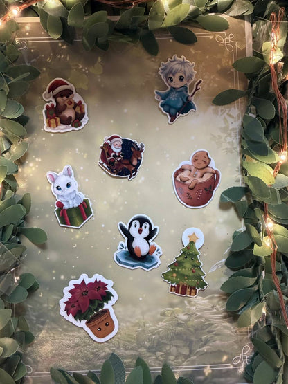 🎄Christmas Sticker (klein) – handgemachte Weihnachtsmotive · Glitzer & Glossy✨