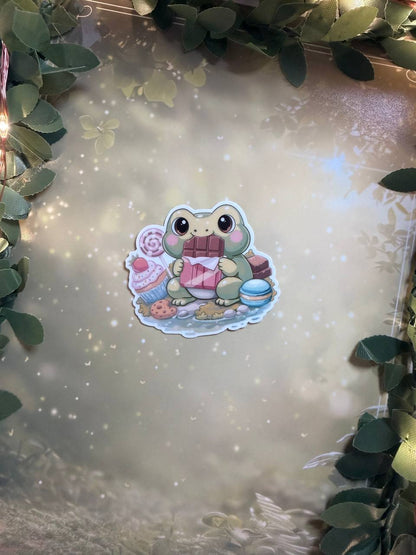 Sticker Frosch "Süßes für die Seele" | groß & klein | mit oder ohne Spruch
