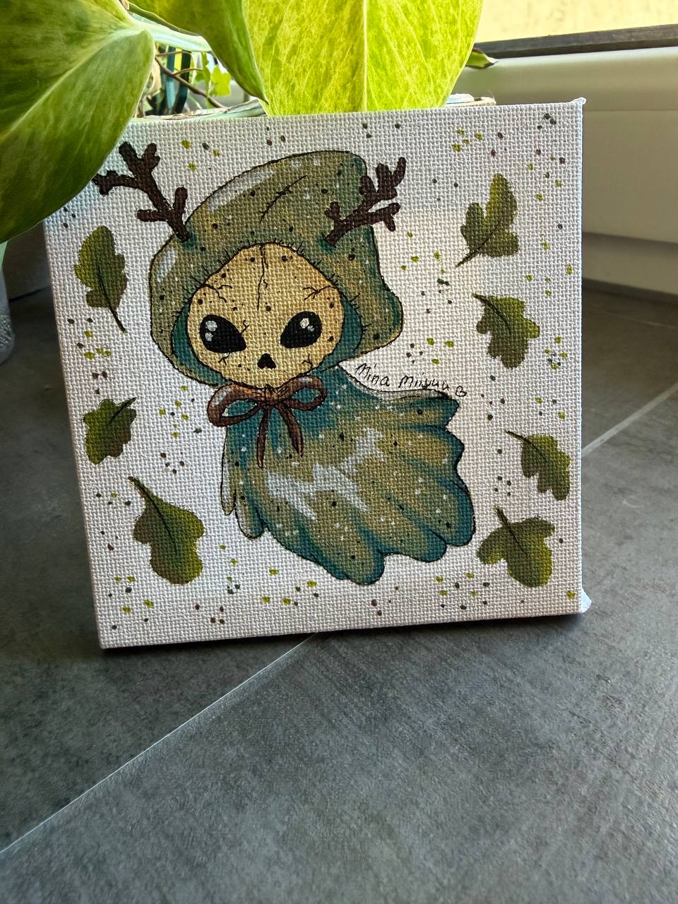 Wesen Original verschiedene Modelle – handbemalte Leinwand 10 × 10 cm