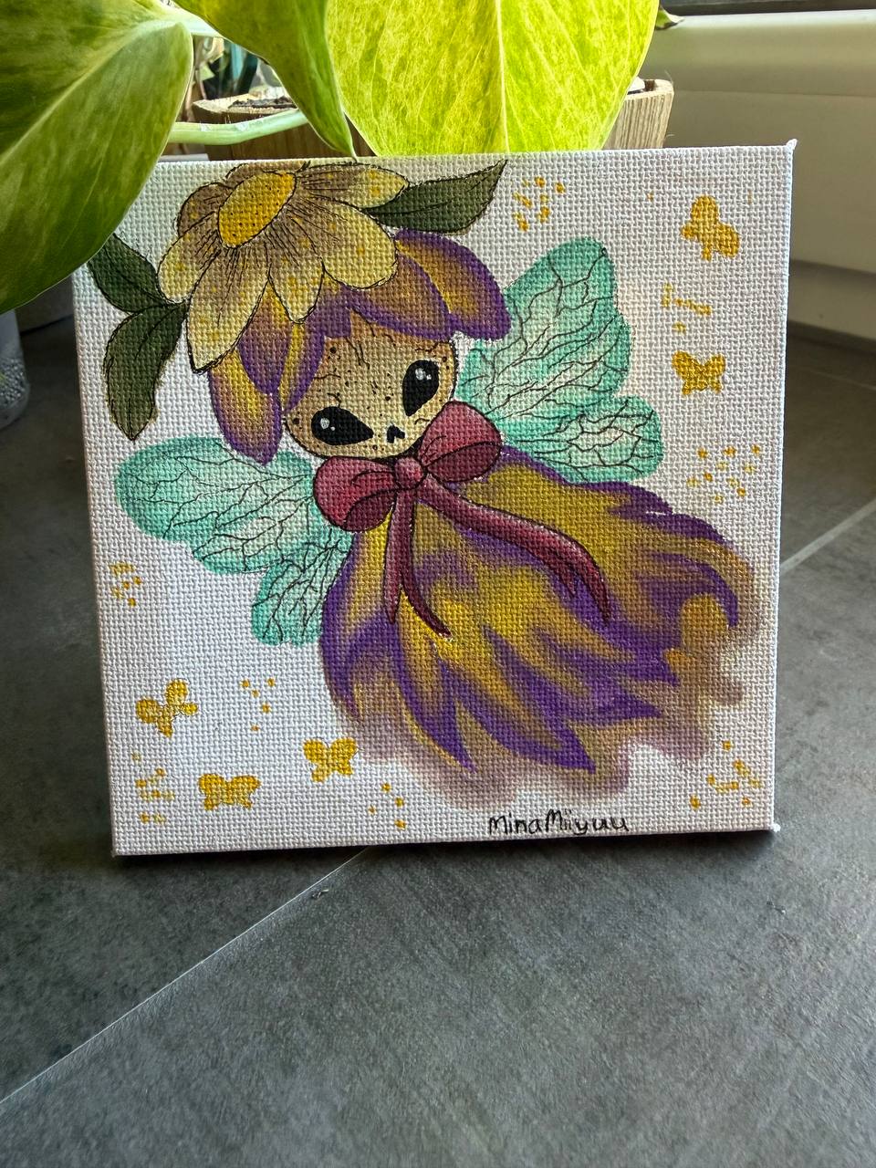 Wesen Original verschiedene Modelle – handbemalte Leinwand 10 × 10 cm
